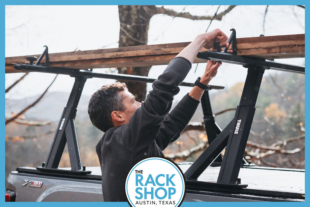 Thule Xscape truck bed rack installed on a pickup truck in use