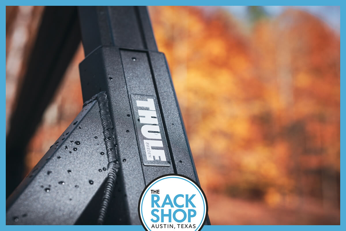 Close-up of Thule Xscape rack upright showing aluminum construction