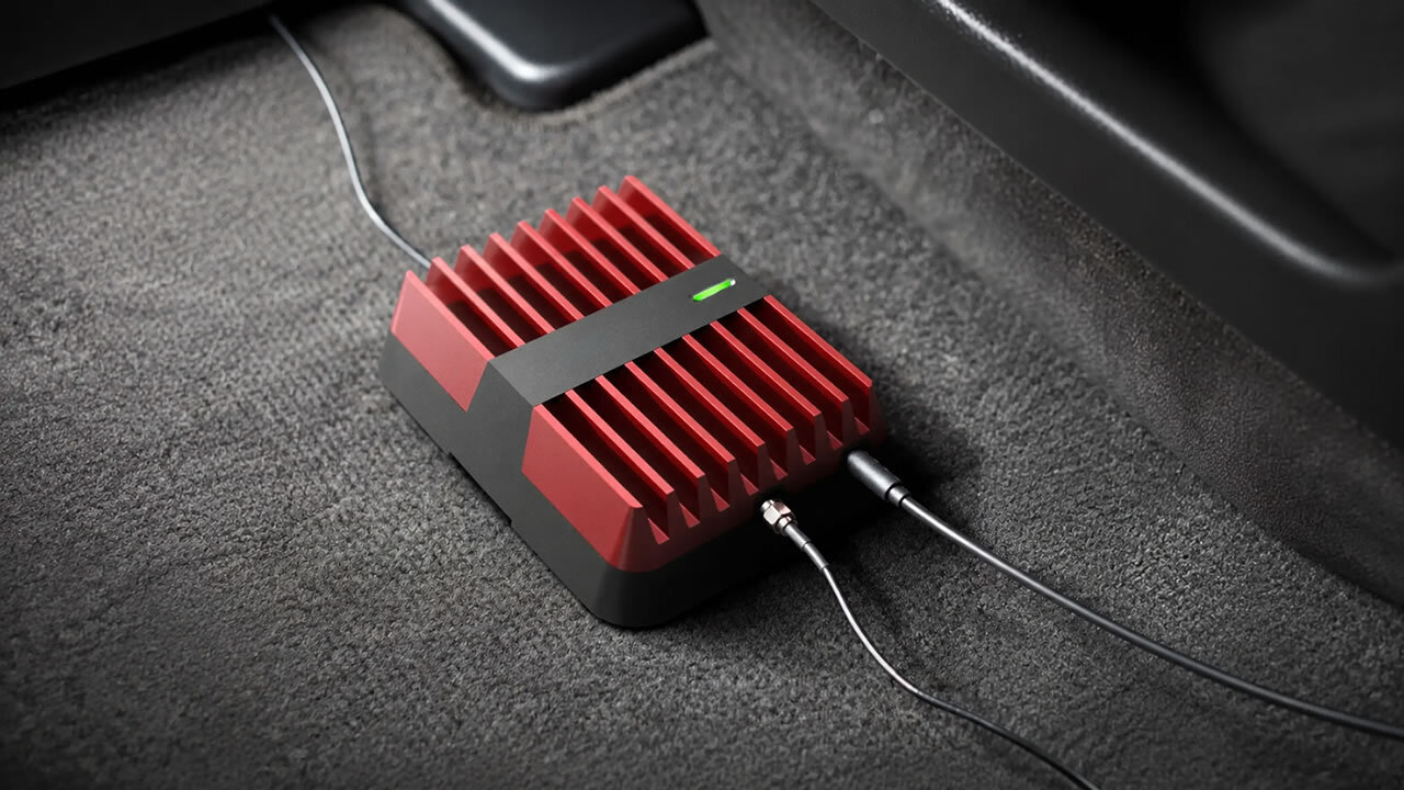 weBoost Drive Reach Overland cellular signal booster installed inside a vehicle